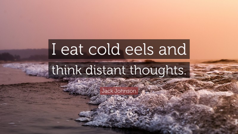 Jack Johnson Quote: “I eat cold eels and think distant thoughts.”