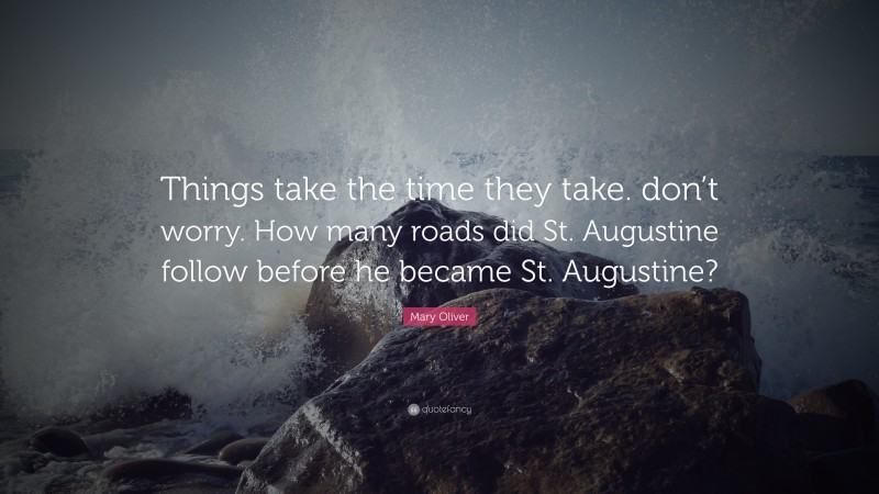 Mary Oliver Quote: “Things take the time they take. don’t worry. How many roads did St. Augustine follow before he became St. Augustine?”