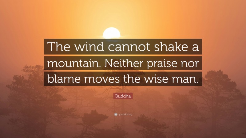 Buddha Quote: “The wind cannot shake a mountain. Neither praise nor blame moves the wise man.”
