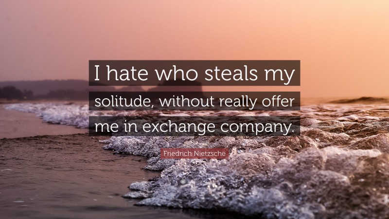 Friedrich Nietzsche Quote: “I hate who steals my solitude, without really offer me in exchange company.”