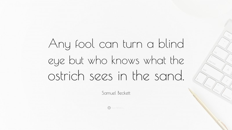 Samuel Beckett Quote: “Any fool can turn a blind eye but who knows what the ostrich sees in the sand.”