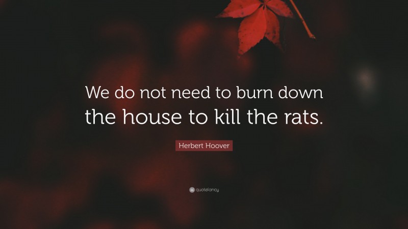 Herbert Hoover Quote: “We do not need to burn down the house to kill the rats.”