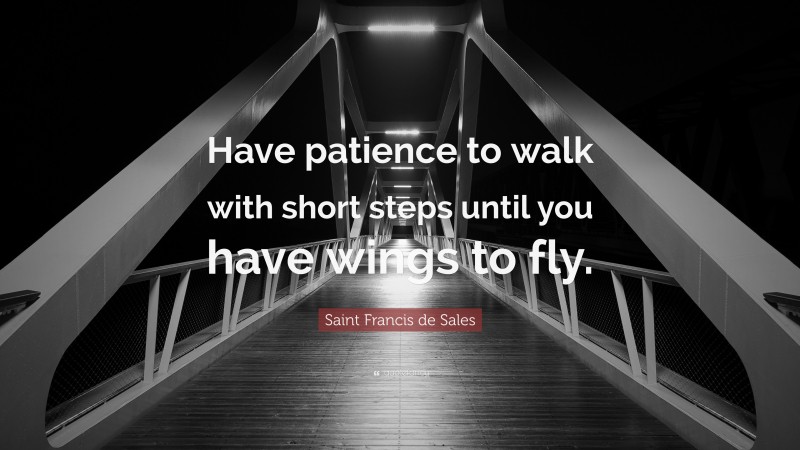 Saint Francis de Sales Quote: “Have patience to walk with short steps until you have wings to fly.”