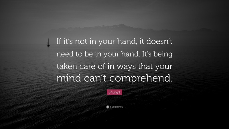 Shunya Quote: “If it’s not in your hand, it doesn’t need to be in your hand. It’s being taken care of in ways that your mind can’t comprehend.”