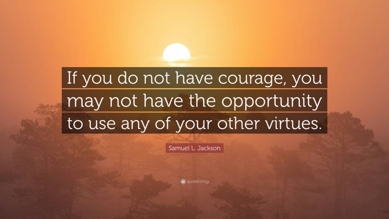 Samuel L. Jackson Quote: “If you do not have courage, you may not have the opportunity to use any of your other virtues.”
