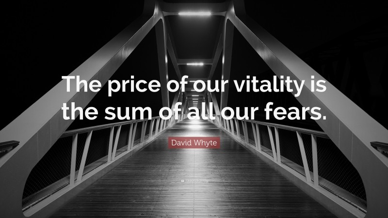 David Whyte Quote: “The price of our vitality is the sum of all our fears.”