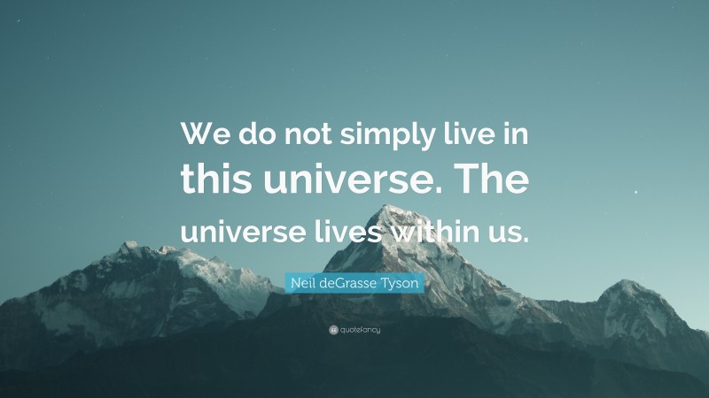 Neil deGrasse Tyson Quote: “We do not simply live in this universe. The universe lives within us.”