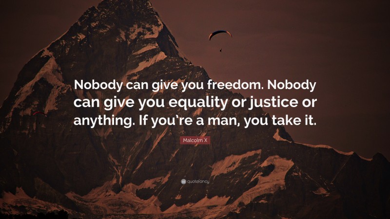Malcolm X Quote: “Nobody can give you freedom. Nobody can give you equality or justice or anything. If you’re a man, you take it.”