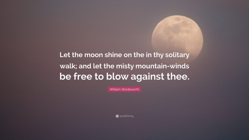 William Wordsworth Quote: “Let the moon shine on the in thy solitary walk; and let the misty mountain-winds be free to blow against thee.”