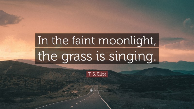 T. S. Eliot Quote: “In the faint moonlight, the grass is singing.”