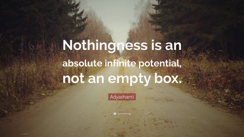 Adyashanti Quote: “Nothingness is an absolute infinite potential, not an empty box.”