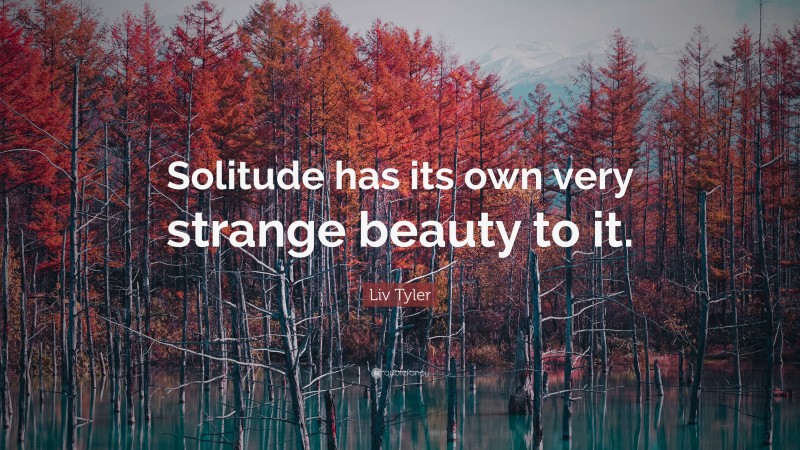 Liv Tyler Quote: “Solitude has its own very strange beauty to it.”