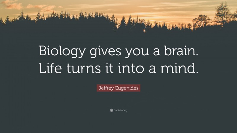 Jeffrey Eugenides Quote: “Biology gives you a brain. Life turns it into a mind.”