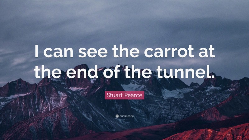 Stuart Pearce Quote: “I can see the carrot at the end of the tunnel.”