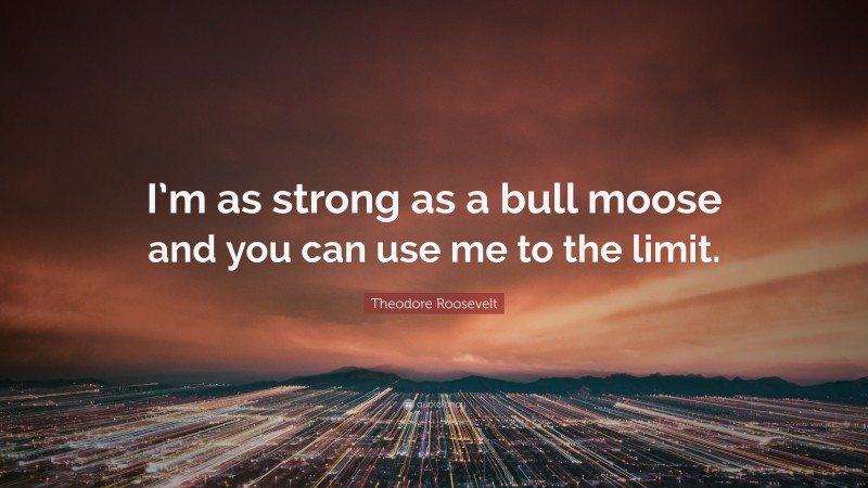 Theodore Roosevelt Quote: “I’m as strong as a bull moose and you can use me to the limit.”