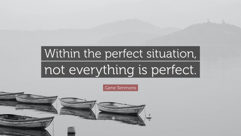 Gene Simmons Quote: “Within the perfect situation, not everything is perfect.”