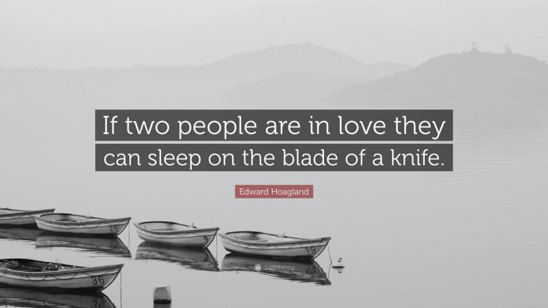 Edward Hoagland Quote: “If two people are in love they can sleep on the blade of a knife.”
