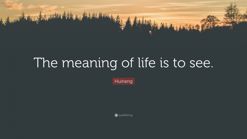 Huineng Quote: “The meaning of life is to see.”