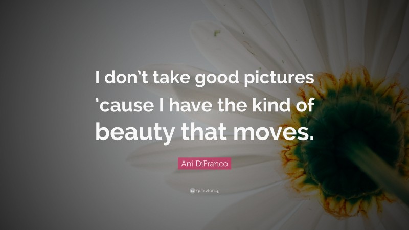 Ani DiFranco Quote: “I don’t take good pictures ’cause I have the kind of beauty that moves.”