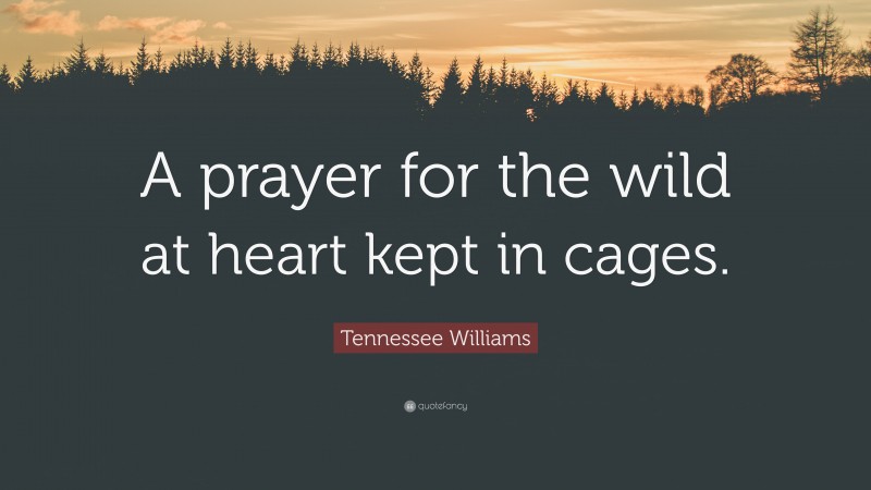 Tennessee Williams Quote: “A prayer for the wild at heart kept in cages.”