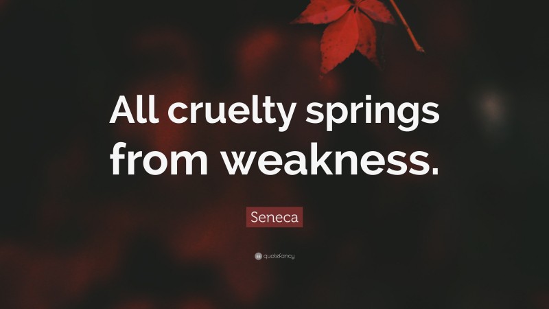 Seneca Quote: “All cruelty springs from weakness.”