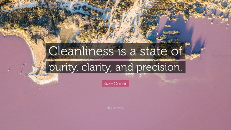 Suze Orman Quote: “Cleanliness is a state of purity, clarity, and precision.”