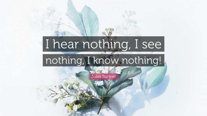 John Banner Quote: “I hear nothing, I see nothing, I know nothing!”