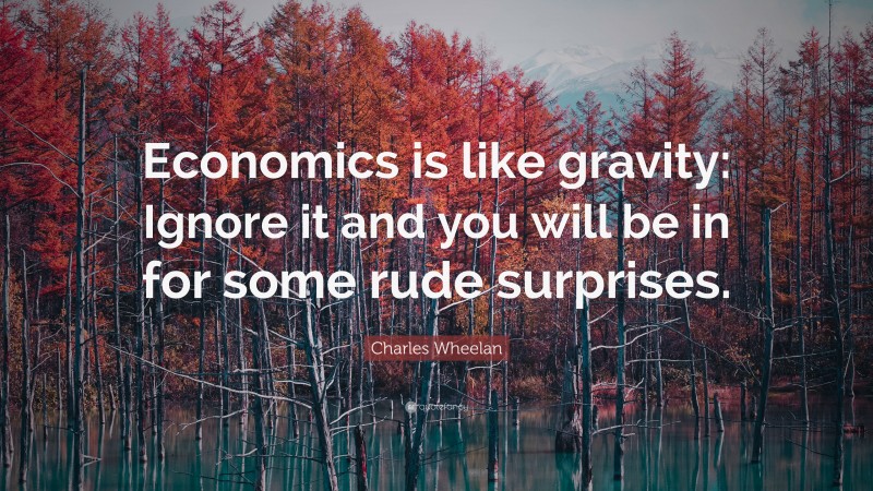 Charles Wheelan Quote: “Economics is like gravity: Ignore it and you will be in for some rude surprises.”
