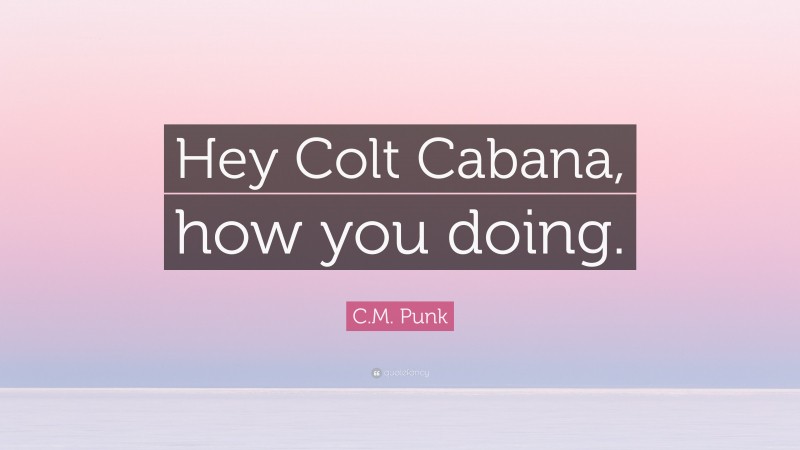 C.M. Punk Quote: “Hey Colt Cabana, how you doing.”
