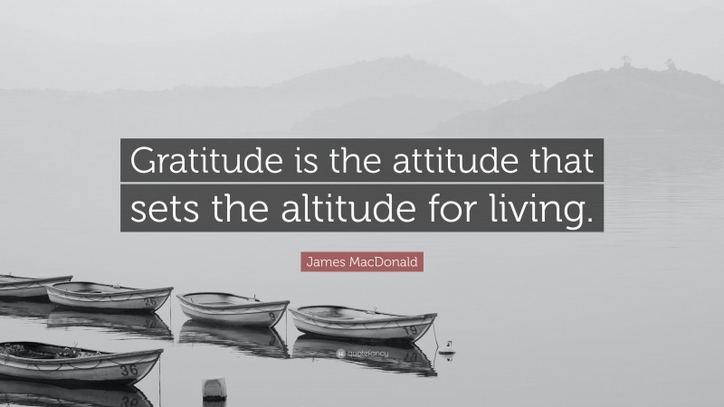 James MacDonald Quote: “Gratitude is the attitude that sets the altitude for living.”