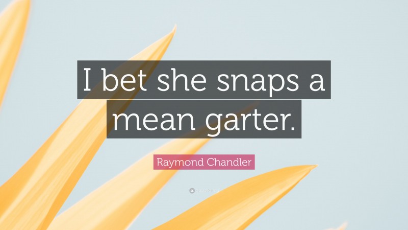 Raymond Chandler Quote: “I bet she snaps a mean garter.”