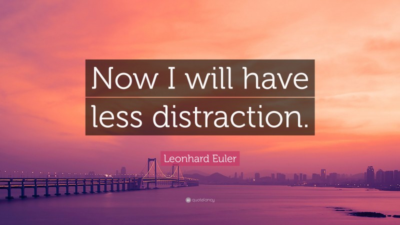 Leonhard Euler Quote: “Now I will have less distraction.”