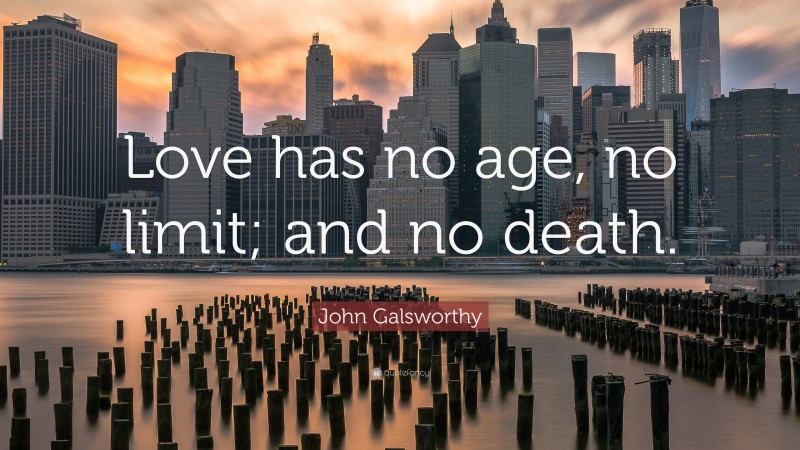 John Galsworthy Quote: “Love has no age, no limit; and no death.”