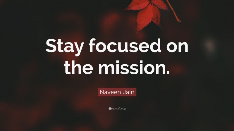 Naveen Jain Quote: “Stay focused on the mission.”
