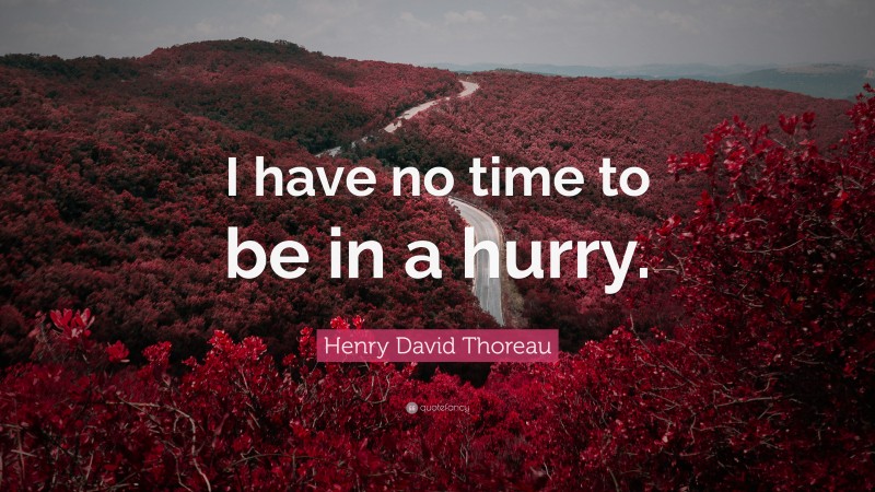 Henry David Thoreau Quote: “I have no time to be in a hurry.”