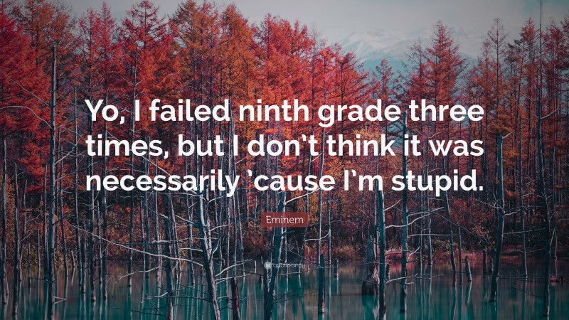 Eminem Quote: “Yo, I failed ninth grade three times, but I don’t think it was necessarily ’cause I’m stupid.”