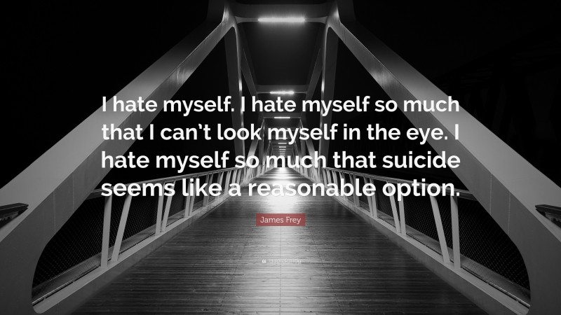 James Frey Quote: “I hate myself. I hate myself so much that I can’t look myself in the eye. I hate myself so much that suicide seems like a reasonable option.”