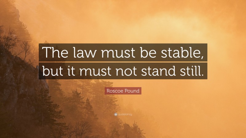 Roscoe Pound Quote: “The law must be stable, but it must not stand still.”