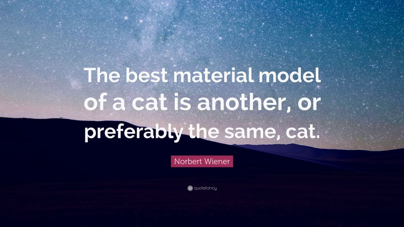 Norbert Wiener Quote: “The best material model of a cat is another, or preferably the same, cat.”