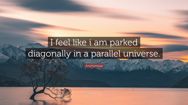 Anonymous Quote: “I feel like i am parked diagonally in a parallel universe.”