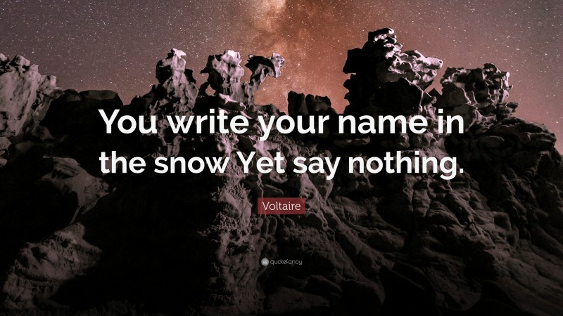 Voltaire Quote: “You write your name in the snow Yet say nothing.”