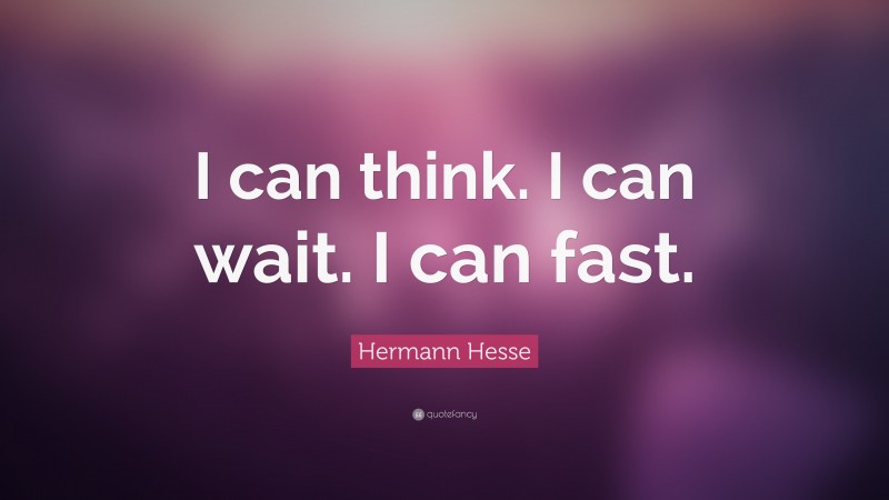 Hermann Hesse Quote: “I can think. I can wait. I can fast.”