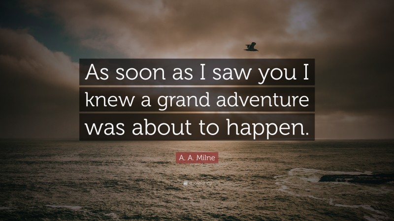 A. A. Milne Quote: “As soon as I saw you I knew a grand adventure was about to happen.”