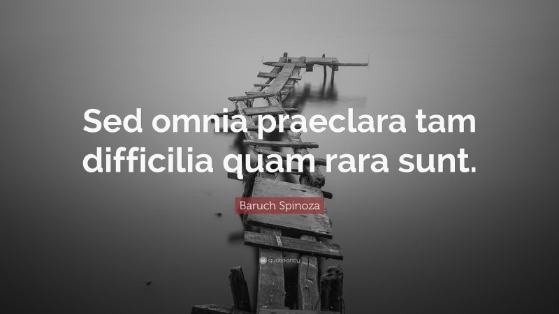 Baruch Spinoza Quote: “Sed omnia praeclara tam difficilia quam rara sunt.”