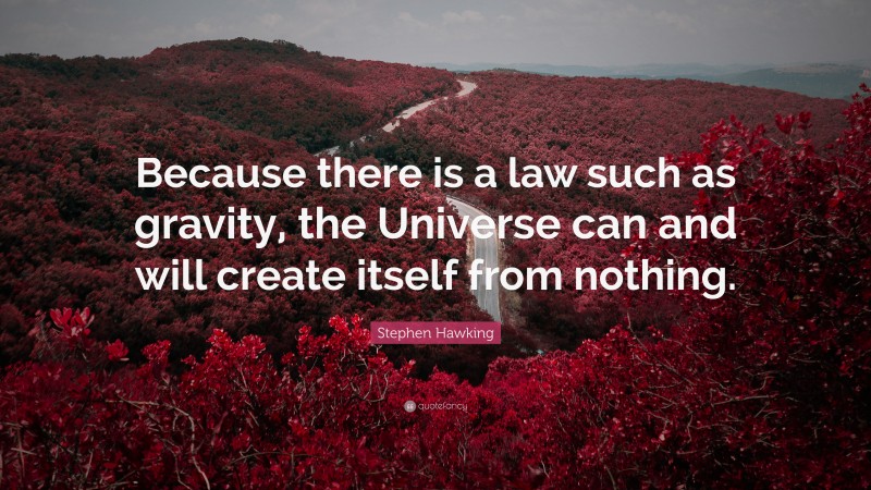 Stephen Hawking Quote: “Because there is a law such as gravity, the Universe can and will create itself from nothing.”