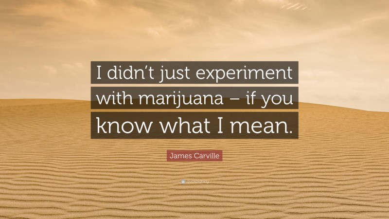 James Carville Quote: “I didn’t just experiment with marijuana – if you know what I mean.”