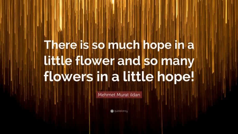 Mehmet Murat ildan Quote: “There is so much hope in a little flower and so many flowers in a little hope!”