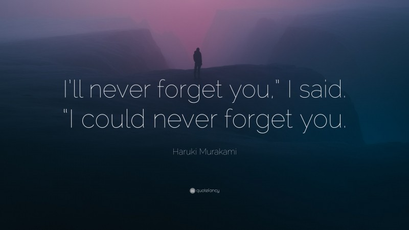 Haruki Murakami Quote: “I’ll never forget you,” I said. “I could never forget you.”