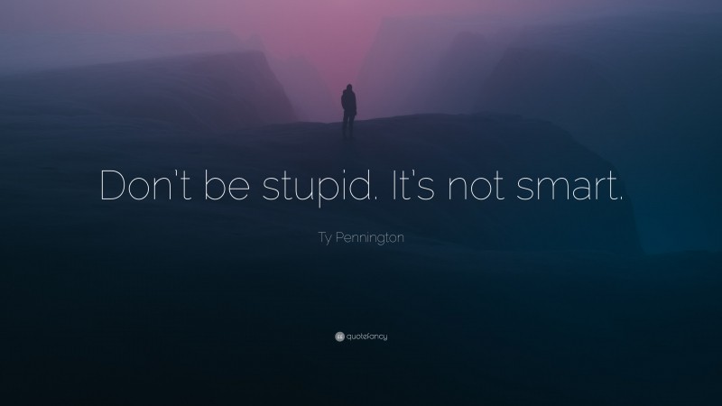 Ty Pennington Quote: “Don’t be stupid. It’s not smart.”