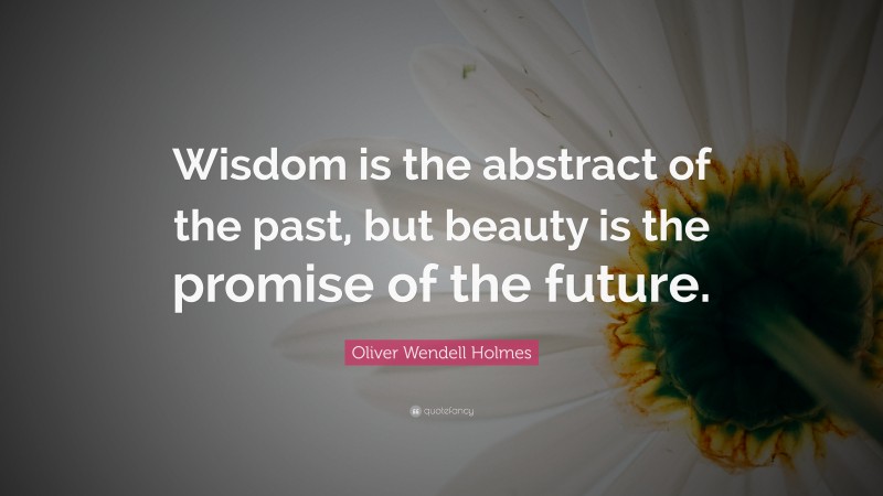 Oliver Wendell Holmes Quote: “Wisdom is the abstract of the past, but beauty is the promise of the future.”